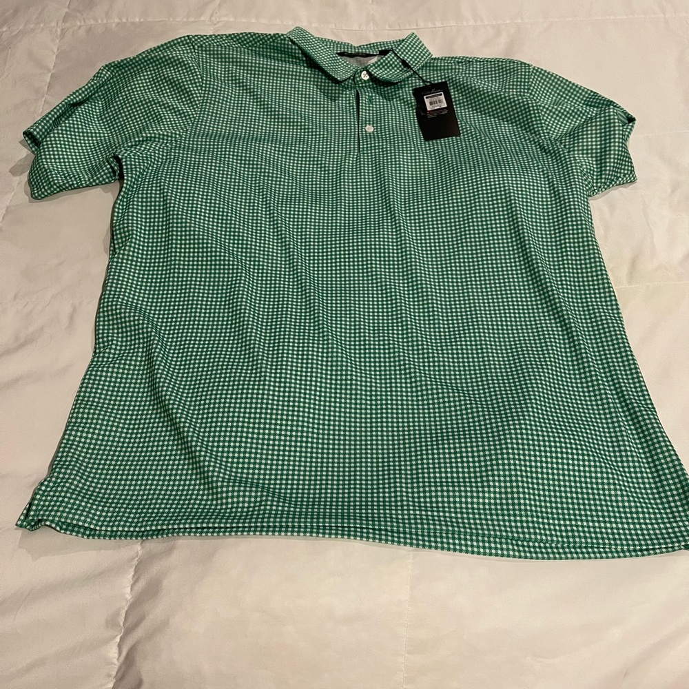 NWT Walter Hagen Essentials XL Golf Shirt in Gingham Green